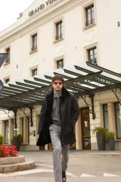 Mens black sheared fur coat