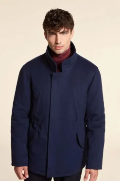 Mens blue jacket with fur collar
