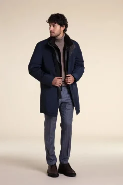 Mens blue winter coat with fur
