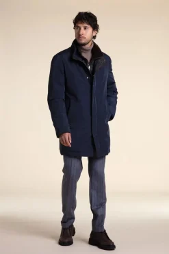 Mens blue winter coat with fur