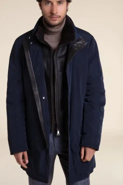 Mens blue winter coat with fur