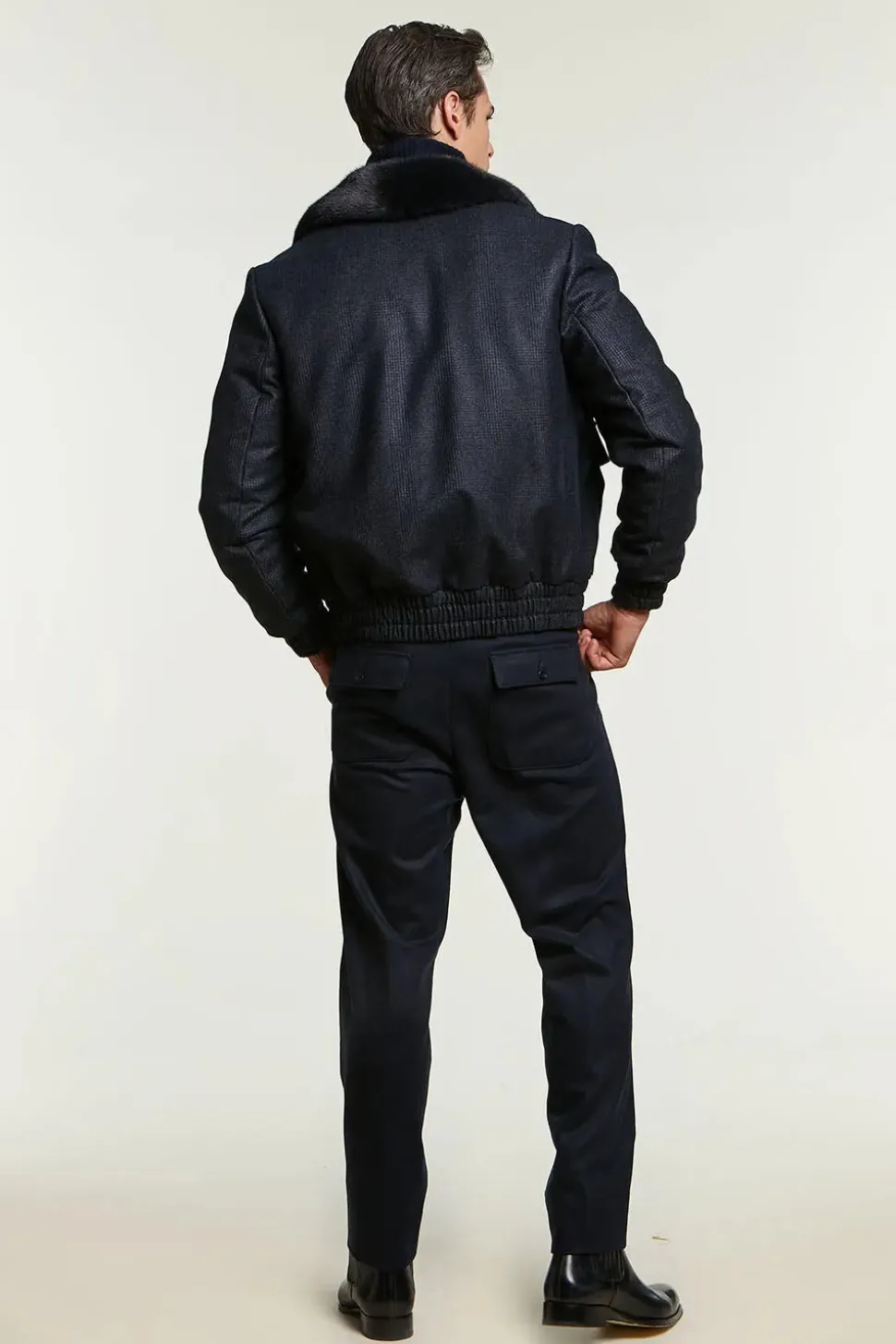 Mens bomber jacket with fur