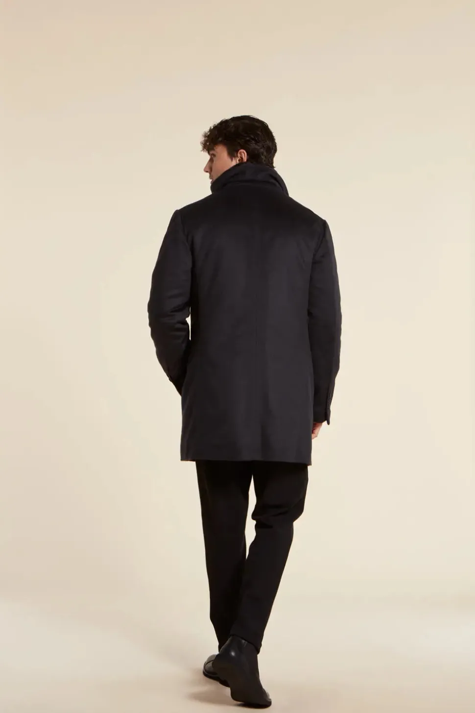 Mens cashmere coat with mink