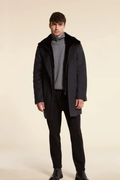 Mens cashmere coat with mink