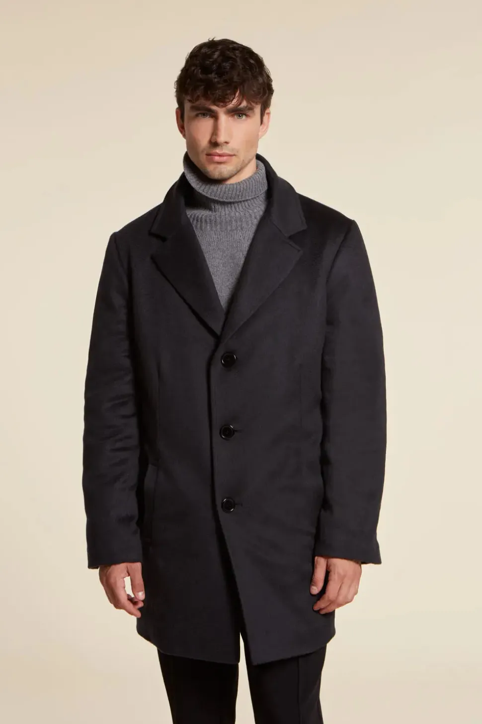 Mens cashmere coat with mink