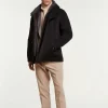 Mens coat with fur hood