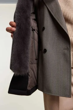 Mens coat with fur hood