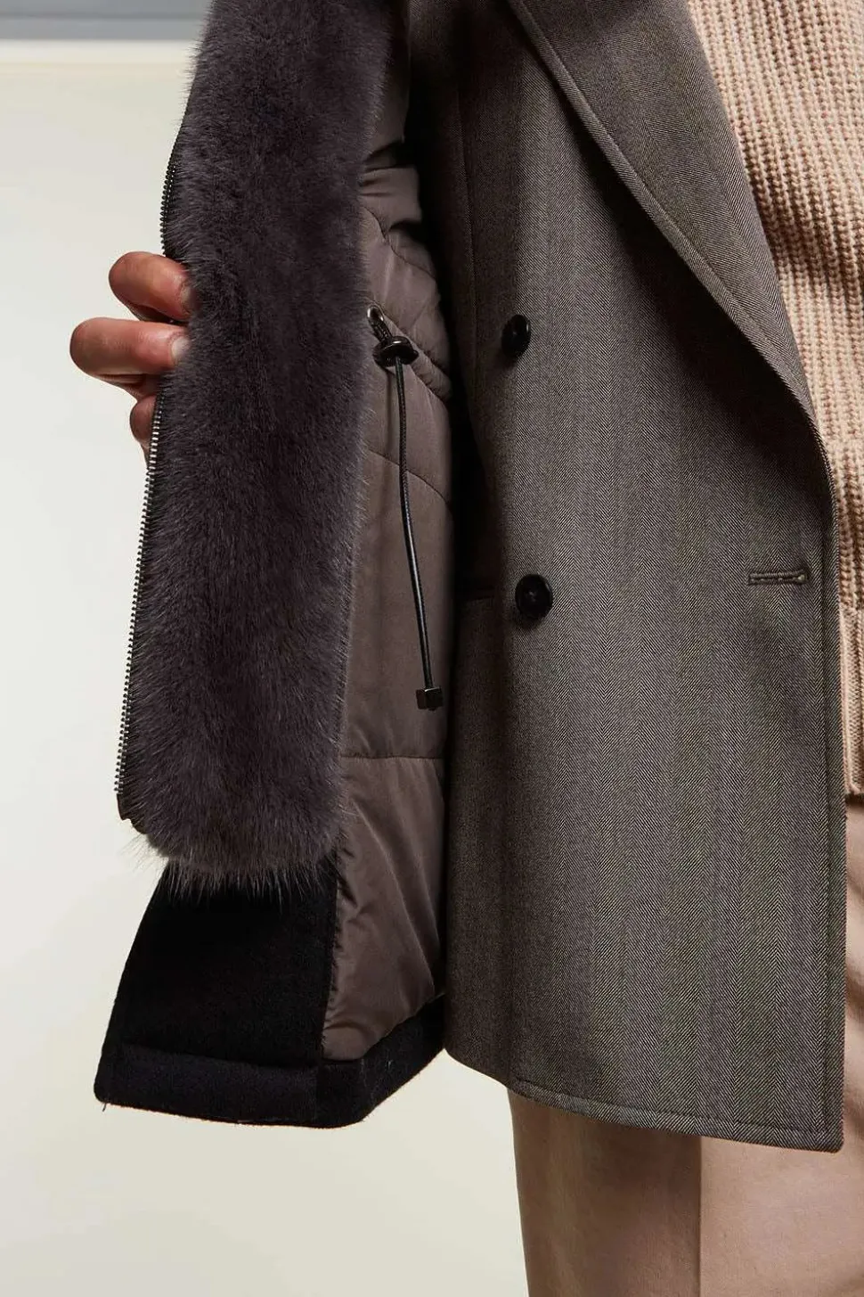 Mens coat with fur hood