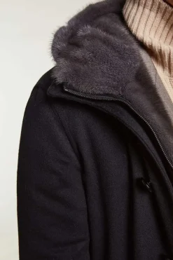Mens coat with fur hood