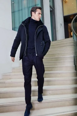 Mens coat with mink collar