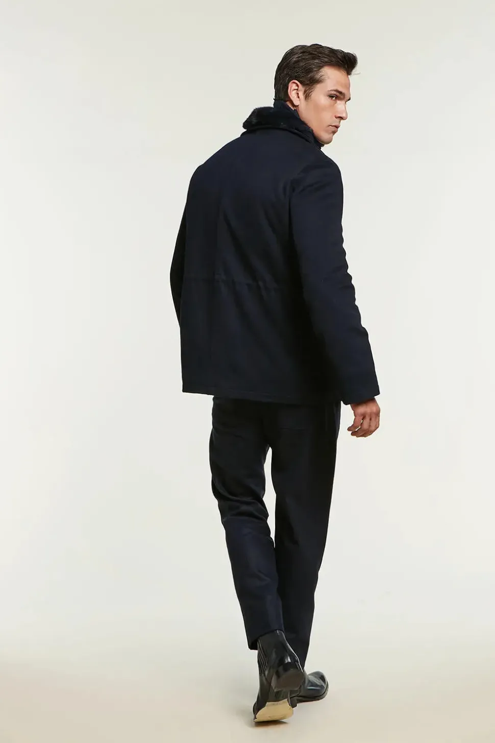 Mens coat with mink collar