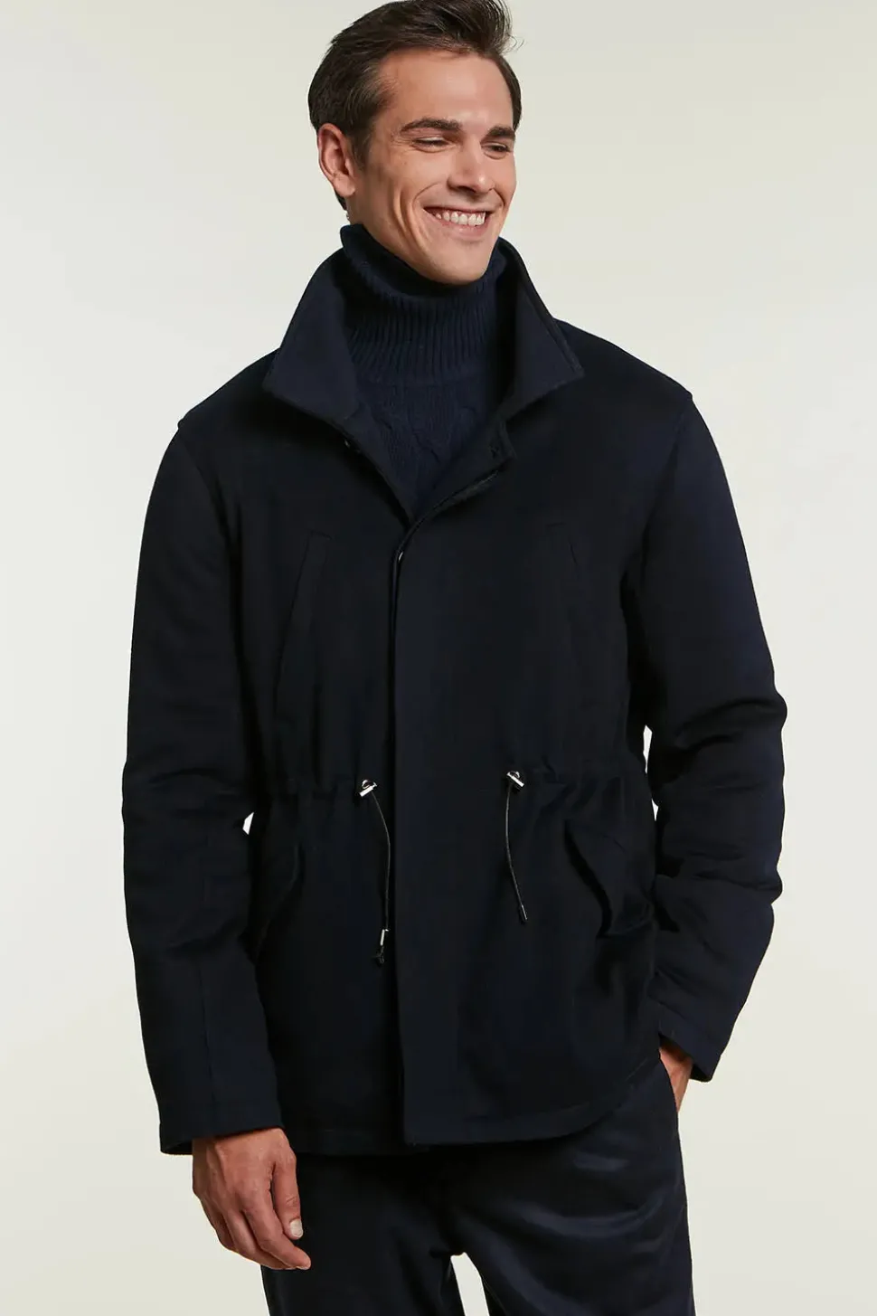 Mens coat with mink collar