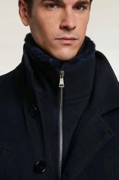 Mens coat with mink collar