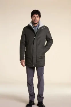 Mens coat with real fur inside