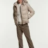 Mens down jacket with fur hood