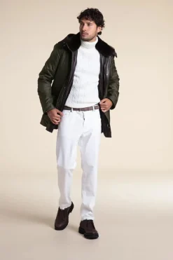 Mens green parka coats with fur hood