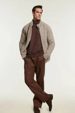 Mens knitted bomber with fur