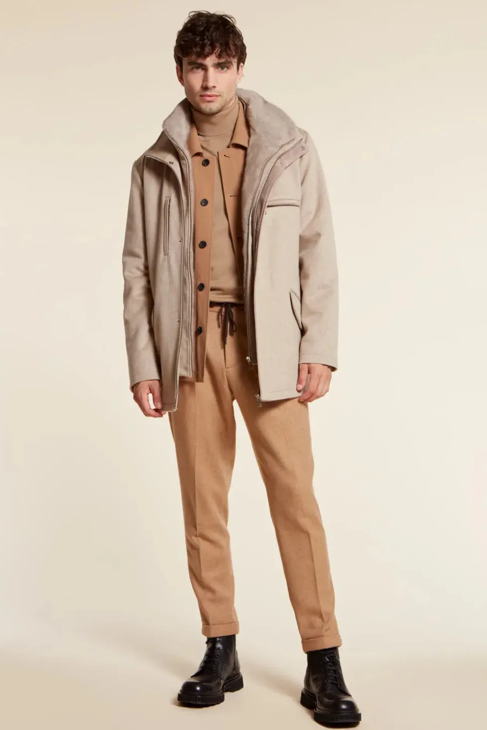 Mens mink collar coat