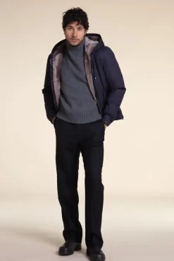 Mens parka jacket with fur hood