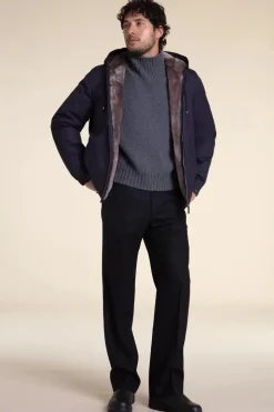 Mens parka jacket with fur hood