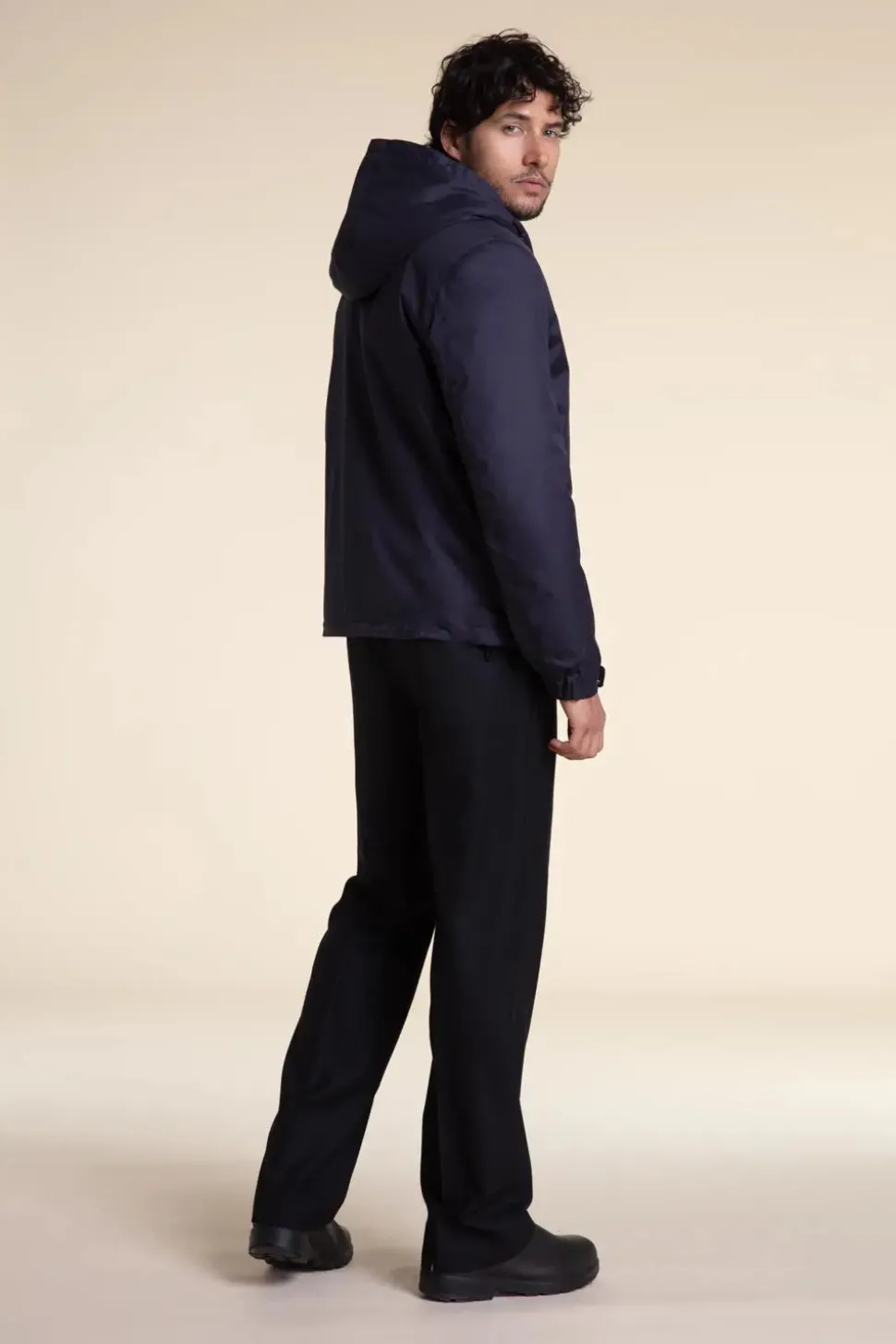 Mens parka jacket with fur hood