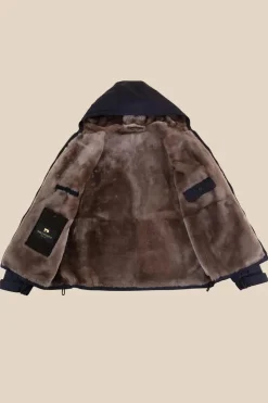 Mens parka jacket with fur hood