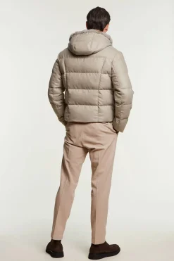 Mens puffer jacket with fur hood