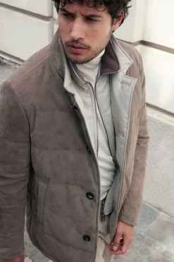 Mens quilted suede jacket
