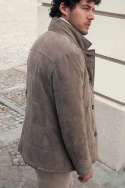 Mens quilted suede jacket