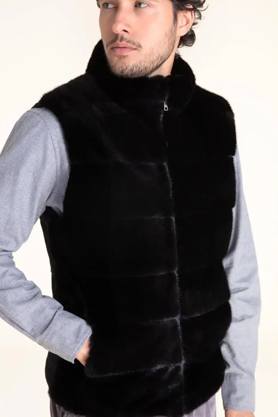Mens real fur vest