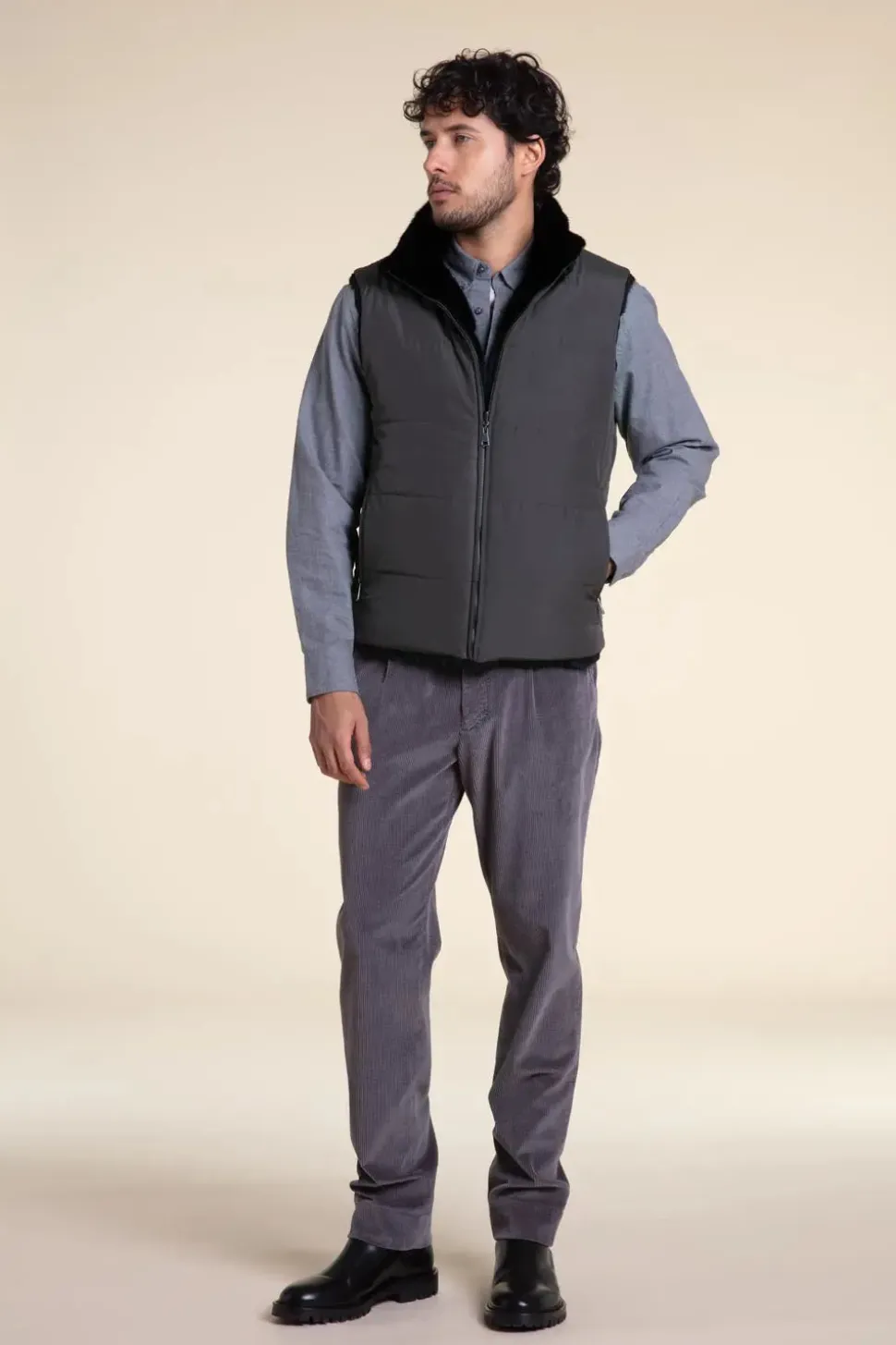 Mens real fur vest
