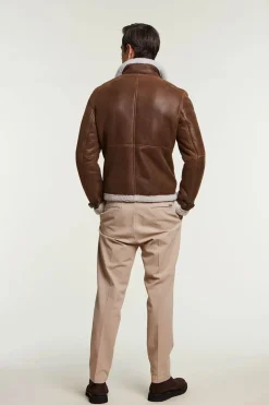 Mens shearling jacket brown
