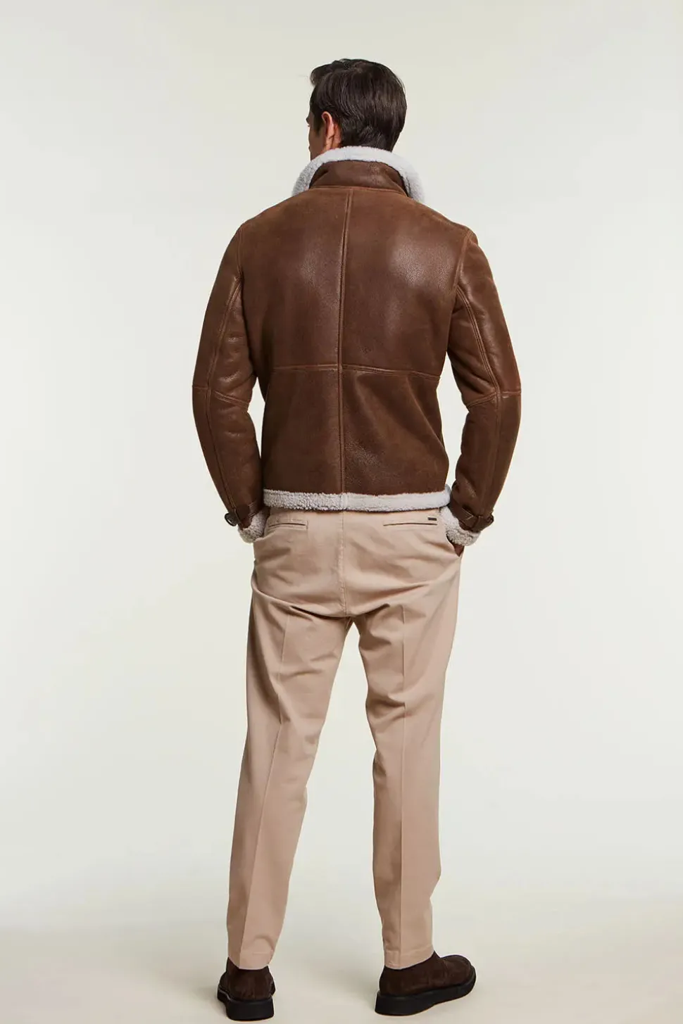 Mens shearling jacket brown