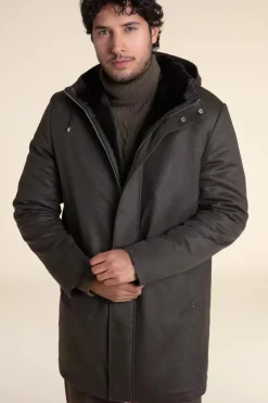 Mens winter coat with fur hood