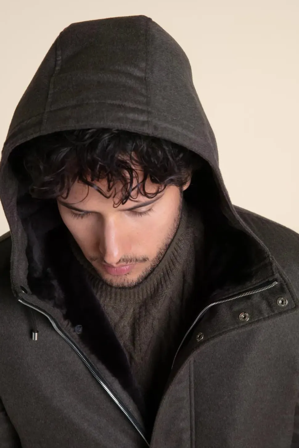 Mens winter coat with fur hood