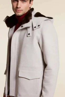 Mens winter jacket with fur hood