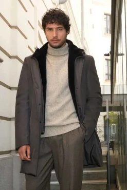 Mens winter parka with fur hood
