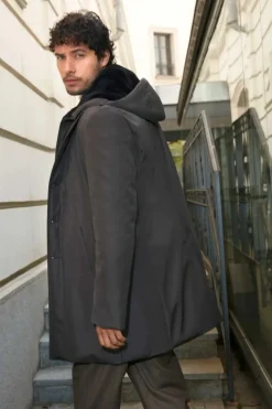 Mens winter parka with fur hood