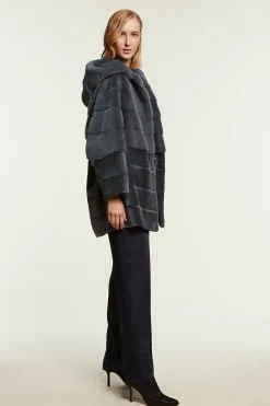 Mink coat with sheared and not sheared mink