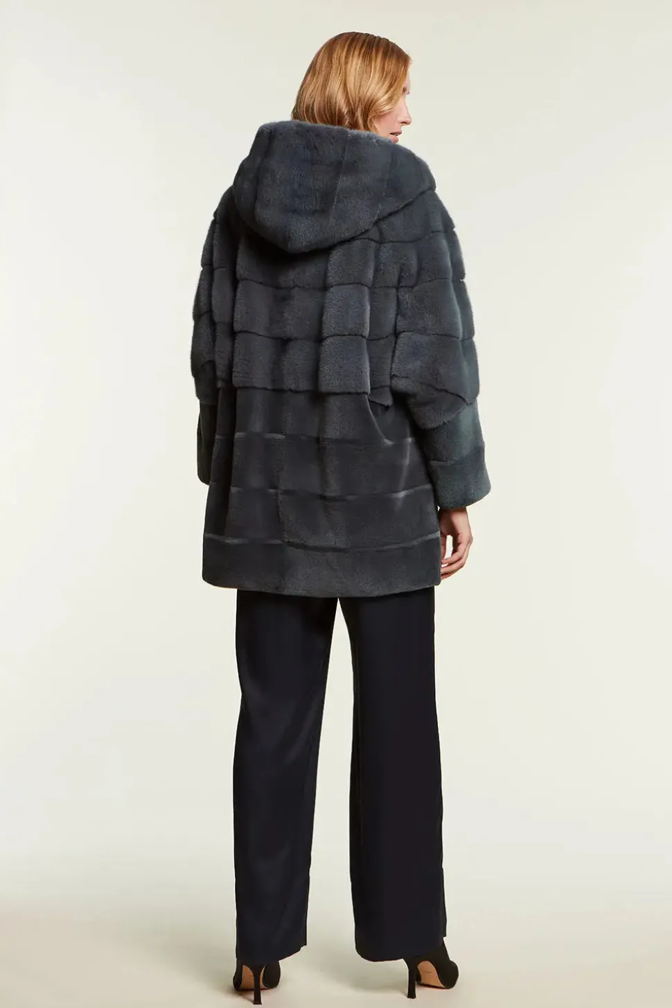 Mink coat with sheared and not sheared mink