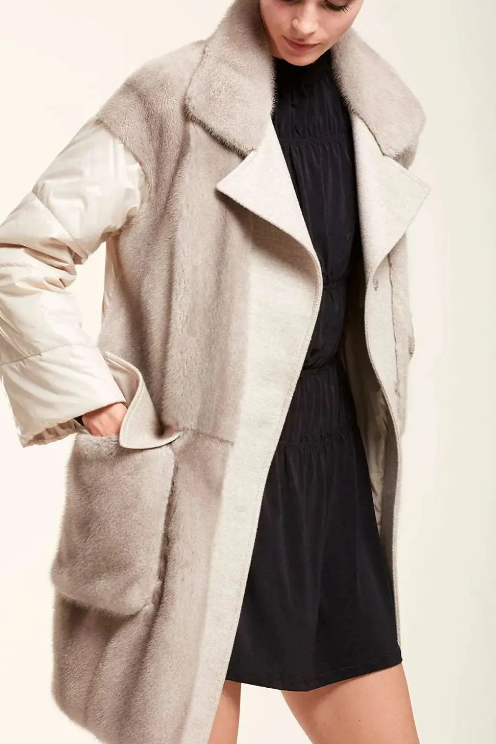 Mink fur coat and textile