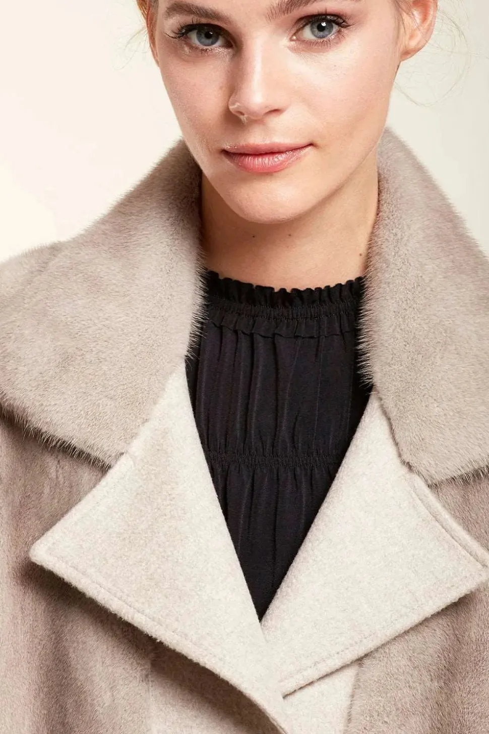 Mink fur coat and textile