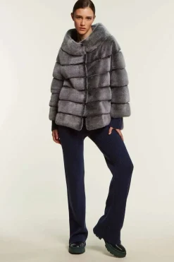 Mink jacket dark grey