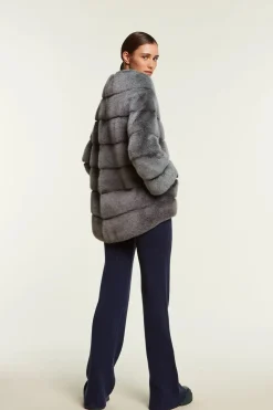 Mink jacket dark grey