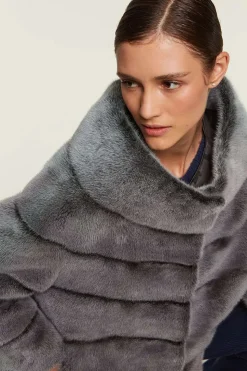 Mink jacket dark grey
