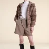 Mink jacket with cashmere hood