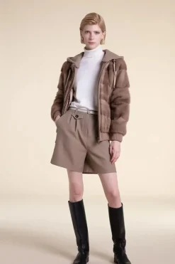 Mink jacket with cashmere hood