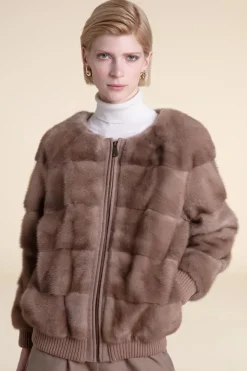 Mink jacket with cashmere hood