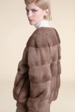 Mink jacket with cashmere hood