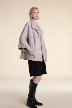 Mink trimmed cape